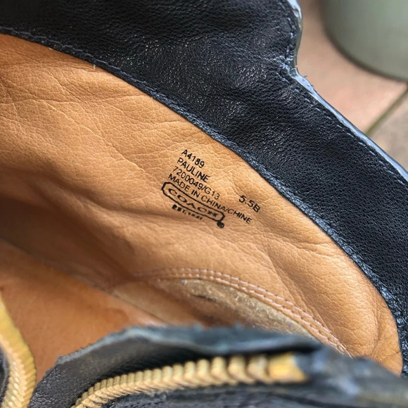 COACH PAULINE ANKLE ZIP BLACK LEATHER BOOTS - Picture 7 of 7